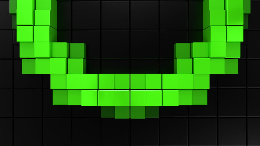 Looping abstract 3D animation of a green glowing curved arc with a digital futuristic style.