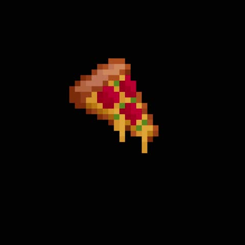 Pixelated art style of a slice of pepperoni pizza
