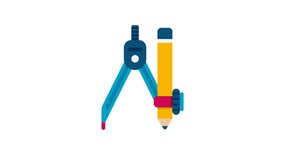 High-quality drawing compass animated icon in 2D flat motion style representing geometry, mathematics and education. Smooth looping animation in 4K with transparent background. - Powered by Shutterstock - Get 15% off with code: PIKWIZARD15