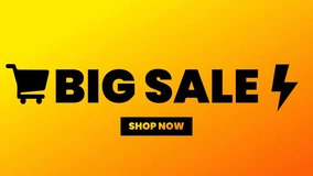 Dynamic Big Sale Shop Now Promotion, E-commerce Marketing Animation, Discount Shopping Cart Banner, Orange Yellow Background - Powered by Shutterstock - Get 15% off with code: PIKWIZARD15