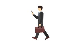 Flat illustration animation: A man in a suit walking and using a smartphone (winter clothes) - Powered by Shutterstock - Get 15% off with code: PIKWIZARD15