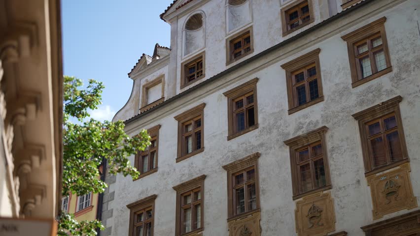 Historical architecture and classical building facade in Prague.