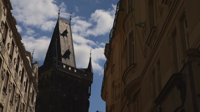 The historical Powder Tower gate in Prague.