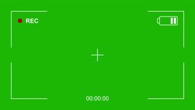 Camera Recording Viewfinder HUD Overlay on Green Screen, Minimal Frame with REC Crosshair and Timecode, 4K Horizontal Chroma Key Video - Powered by Shutterstock - Get 15% off with code: PIKWIZARD15