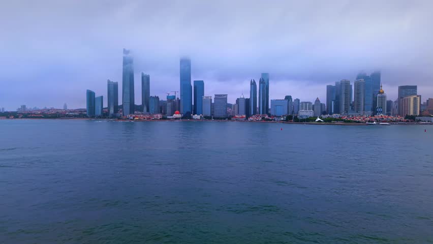 Aerial view of Qingdao Central Business District, China