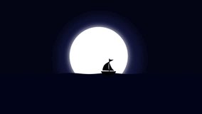 animated sailing ship under moonlight . shilouette boat for dramatic journey - Powered by Shutterstock - Get 15% off with code: PIKWIZARD15