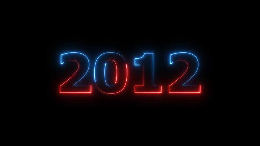 Glowing Blue, Red Neon Calendar 2012 Text Animation Futuristic 4K Visual Video.