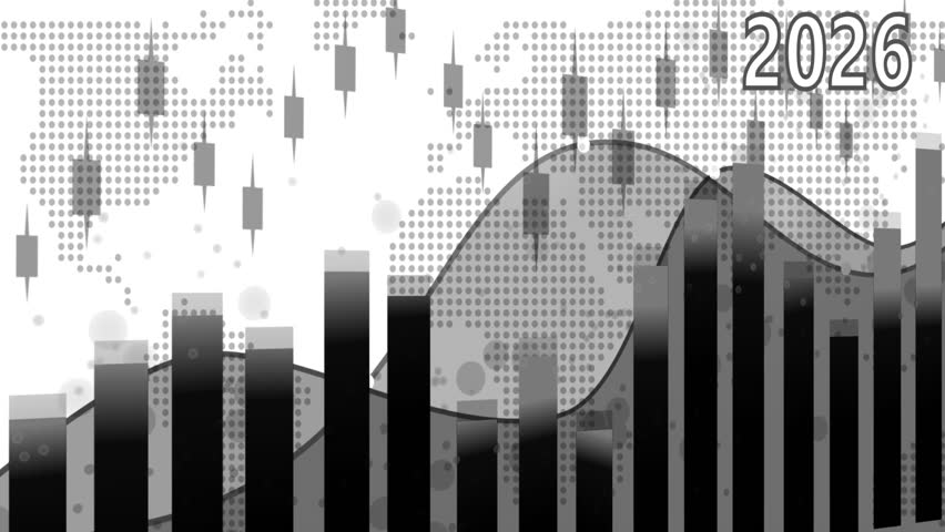 2026 Abstract Financial Chart with Candlesticks and Bar Graphs Animation