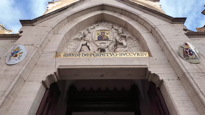 The entrance to church of Sant’Alfonso dei Liguori in Rome