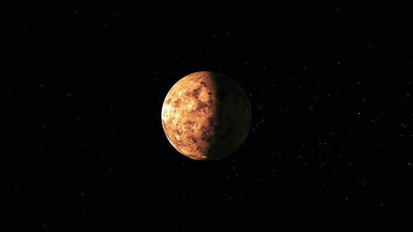 Venus in the Starry Night Sky, Detailed view of the planet Venus against a starry background