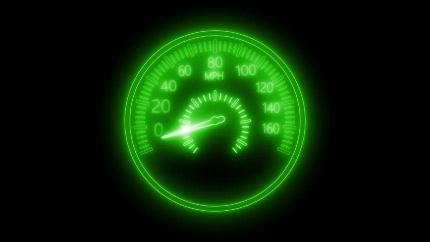 Neon Speedometer with MPH Scale Animation