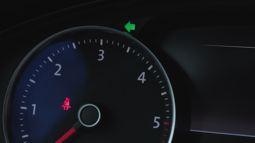 Right turn signal indicator blinking on car dashboard with relay click sound