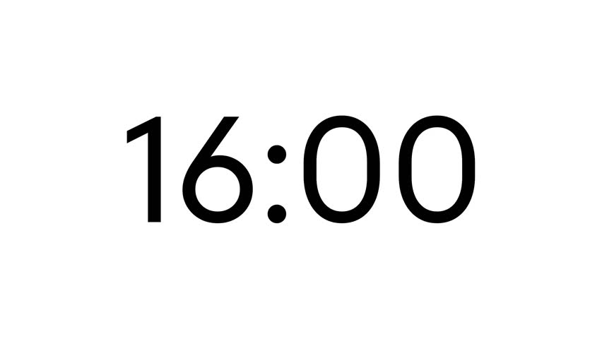 Modern countdown timer from 16 minute to 15 minute on white background suitable for presentations, productivity, educational content, and more