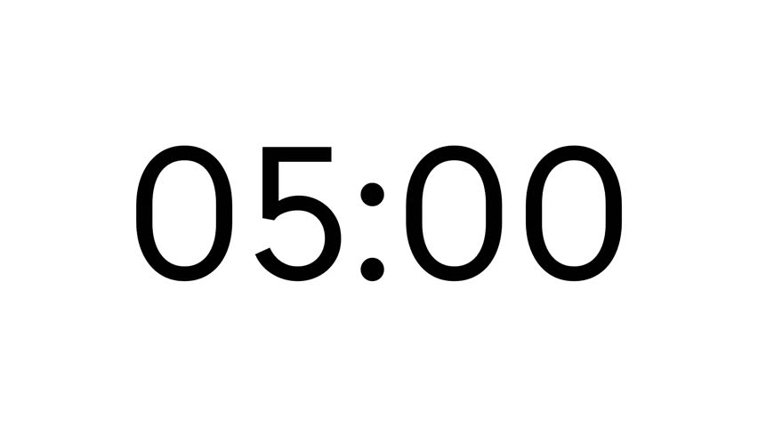 Modern countdown timer from 5 minute to 4 minute on white background suitable for presentations, productivity, educational content, and more