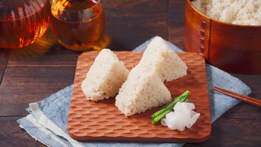 Japanese Brown Rice Onigiri Rice Balls with Pickles