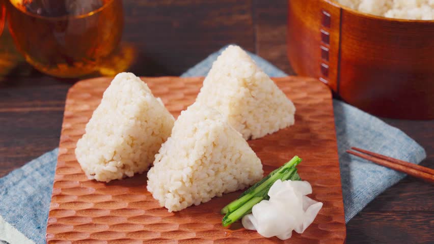 Japanese Brown Rice Onigiri Rice Balls with Pickles