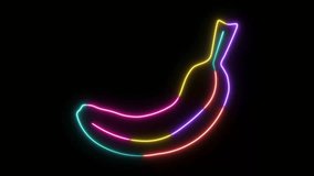 Neon Glowing Banana Outline Animation with Colorful Light Trails on Black Background, Futuristic Minimal Fruit Illustration, Vibrant Digital Glow Loop for Food, Branding, and Modern Motion Graphics - Powered by Shutterstock - Get 15% off with code: PIKWIZARD15