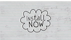 Animation of install now over white background with math formulas. digital interface, math, technology and communication concept digitally generated video. - Powered by Shutterstock - Get 15% off with code: PIKWIZARD15