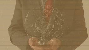 Animation of data processing over caucasian businessman with lightbulb. Global business and digital interface concept digitally generated video. - Powered by Shutterstock - Get 15% off with code: PIKWIZARD15