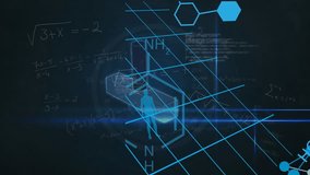 Animation of chemical formulas, dna and data processing on black background. Science, human biology and data processing concept digitally generated video. - Powered by Shutterstock - Get 15% off with code: PIKWIZARD15
