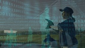 Animation of data processing over diverse female baseball players. Global sport and digital interface concept digitally generated video. - Powered by Shutterstock - Get 15% off with code: PIKWIZARD15