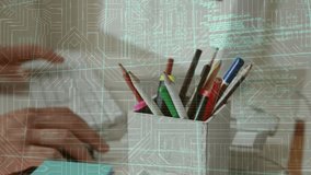 Animation of statistics and financial data processing over business meeting. Back to school and education technology concept. - Powered by Shutterstock - Get 15% off with code: PIKWIZARD15