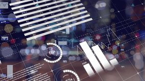 Animation of statistics and data processing over out of focus lights. Global data processing and connections concept digitally generated video. - Powered by Shutterstock - Get 15% off with code: PIKWIZARD15