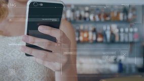 Animation of data processing over caucasian woman using smartphone. Global technology, computing and digital interface concept digitally generated video. - Powered by Shutterstock - Get 15% off with code: PIKWIZARD15