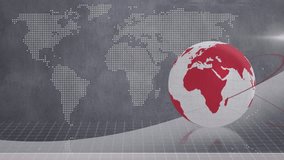 Animation of light trails over spinning globe against world map on grey background. Global networking and business technology concept - Powered by Shutterstock - Get 15% off with code: PIKWIZARD15