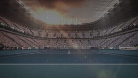 Animation of circuit board and data processing over sports stadium. Global sports, computing, digital interface and data processing concept digitally generated video. - Powered by Shutterstock - Get 15% off with code: PIKWIZARD15