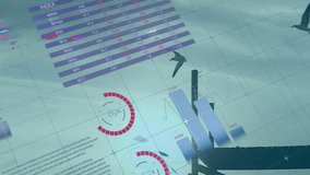 table and gauge appearing starting charts animating and seagulls flying visualizing market data. Data visualization, financial infographic, animated charts, corporate analytics, modern design, digital - Powered by Shutterstock - Get 15% off with code: PIKWIZARD15