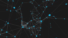 Seamless 3D animation of a plexus data swarm with white connection lines and blue nodes forming a floating spherical network. The geometric web dynamically builds and breaks links based on proximity, simulating neural activity or digital communication systems. Rendered in 4K UHD with a deep slate background, ideal for technology interfaces, scientific visualizations, and data processing concepts. - Powered by Shutterstock - Get 15% off with code: PIKWIZARD15