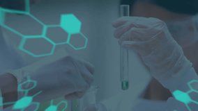 Animation of data processing over diverse male and female scientists. global science, data processing and digital interface concept digitally generated video. - Powered by Shutterstock - Get 15% off with code: PIKWIZARD15