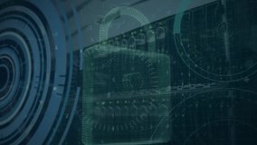 Animation of data processing and padlock over server room. Global business and digital interface concept digitally generated video. - Powered by Shutterstock - Get 15% off with code: PIKWIZARD15