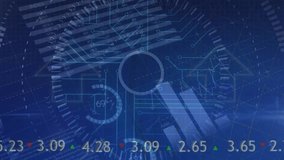 Animation of graphs, charts, world map, with increasing financial data over hud on digital interface. Digital composite, artificial intelligence, cloud computing, technology, development, economy. - Powered by Shutterstock - Get 15% off with code: PIKWIZARD15