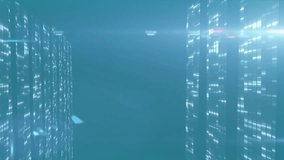 Animation of moving columns and light trails on blue background. Global technology, computing and digital interface concept digitally generated video. - Powered by Shutterstock - Get 15% off with code: PIKWIZARD15