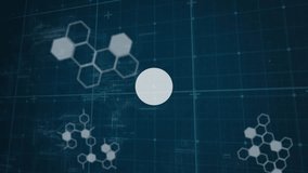 Animation of network of connections with icons and data processing over chemical formula. Global connections, computing and digital interface concept digitally generated video. - Powered by Shutterstock - Get 15% off with code: PIKWIZARD15