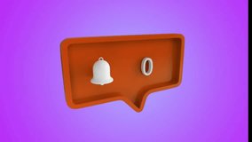 Animation of bell icon and numbers on red speech bubble. Global social media, connections, computing and data processing concept digitally generated video. - Powered by Shutterstock - Get 15% off with code: PIKWIZARD15
