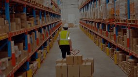 Animation of network of connections with icons over man working in warehouse. Global shipping, connections, digital interface, computing and data processing concept digitally generated video. - Powered by Shutterstock - Get 15% off with code: PIKWIZARD15