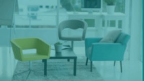 Interconnected icons and data processing animation over modern office setting. Technology, digital, network, futuristic, business, information - Powered by Shutterstock - Get 15% off with code: PIKWIZARD15