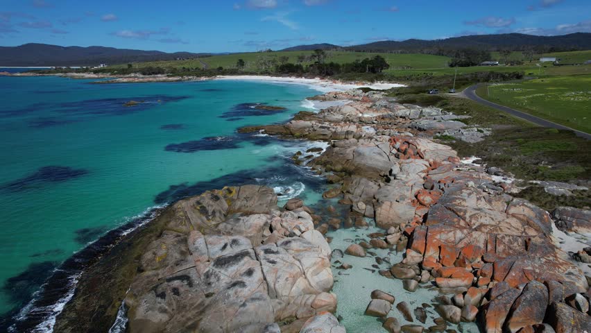 Suicide Beach And Rocky Shore In The Gardens, TAS, Australia - Drone Shot