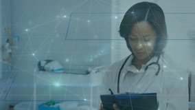 Data processing over diverse female doctor and health worker examining x-ray report. Medical healthcare and technology concept - Powered by Shutterstock - Get 15% off with code: PIKWIZARD15