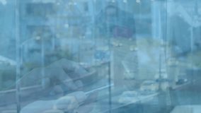 Animation of man using smartphone over cityscape. Global business finance data processing and technology concept digitally generated video. - Powered by Shutterstock - Get 15% off with code: PIKWIZARD15