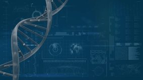 Animation of dna strand over data processing. Global business and digital interface concept digitally generated video. - Powered by Shutterstock - Get 15% off with code: PIKWIZARD15