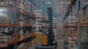 Animation of interface with data processing against warehouse. Computer interface and logistics business technology concept - Powered by Shutterstock - Get 15% off with code: PIKWIZARD15