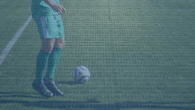 Animation of binary coding over diverse football players on stadium. global sport and competition concept digitally generated video. - Powered by Shutterstock - Get 15% off with code: PIKWIZARD15