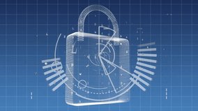 Animation of data processing and digital padlock over blue background. global internet security, data processing, connections and digital interface concept digitally generated video. - Powered by Shutterstock - Get 15% off with code: PIKWIZARD15