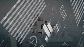 Animation of financial data over connections with user photos. business, finance, connections, technology and digital interface digitally generated video. - Powered by Shutterstock - Get 15% off with code: PIKWIZARD15