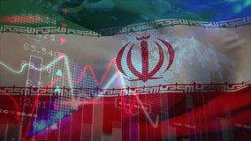 Animation of financial data processing over flag of iran. Global business, finance, data processing and networking concept digitally generated video. - Powered by Shutterstock - Get 15% off with code: PIKWIZARD15