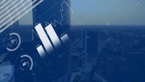 Animation of data processing over cityscape. Global technology, computing and digital interface concept digitally generated video. - Powered by Shutterstock - Get 15% off with code: PIKWIZARD15